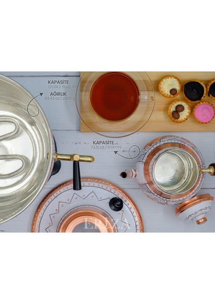 6 Litre 220V Elektrikli Işlemeli Bakır Semaver