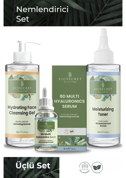 Nemlendirici Bakım Ve Onarım Seti (8 Çeşit Hyaluronics Acid, Peptide, Niacinamide, Pantenol)