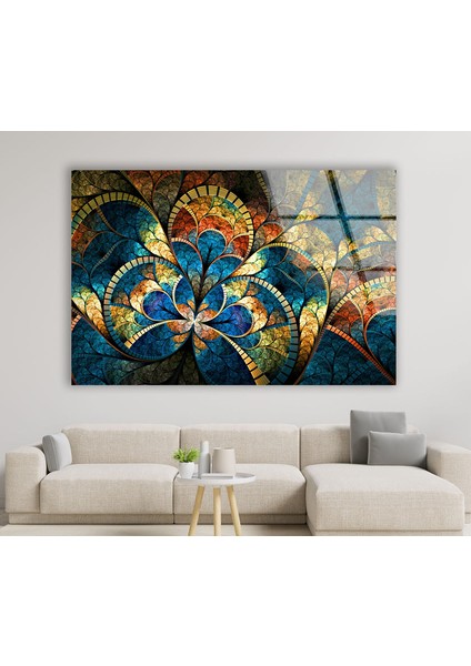 Vitray Çiçek Temperli Cam Duvar Tablosu