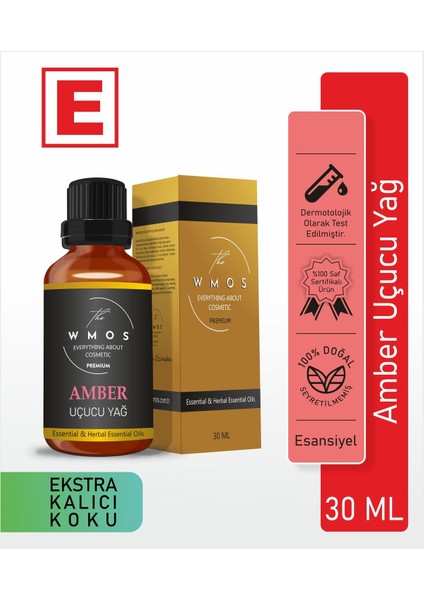 Amber Uçucu Yağ 100 % Saf Esansiyel Uçucu Yağ Aromaterapi Yağı Oda Kokusu Buhurdanlık Yağı 30 ml