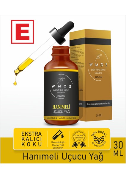 Hanımeli Uçucu Yağ 100 % Saf Esansiyel Uçucu Yağ Aromaterapi Yağı Oda Kokusu Cam Damlalıklı 30ML