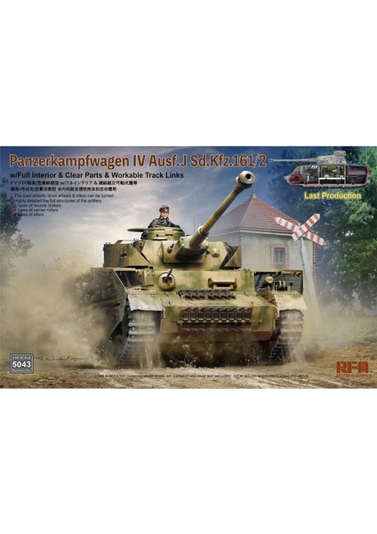 5043 1/35 Ölçek, Pz.Kpfw. IV Ausf. J, Geç Dönem Tankı, İç Detaylı, Plastik Model kiti