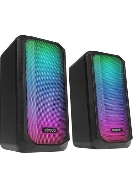 MD-356 2.0 5WX2CH Rgb Ledli Siyah USB Multimedia Oyuncu Speaker Hoparlör