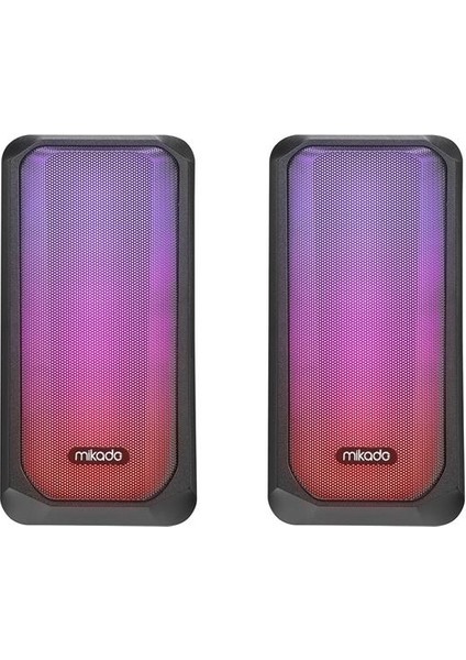 MD-356 2.0 5WX2CH Rgb Ledli Siyah USB Multimedia Oyuncu Speaker Hoparlör