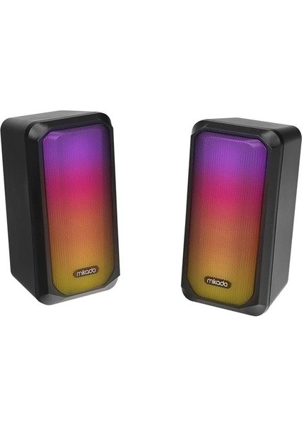 MD-356 2.0 5WX2CH Rgb Ledli Siyah USB Multimedia Oyuncu Speaker Hoparlör