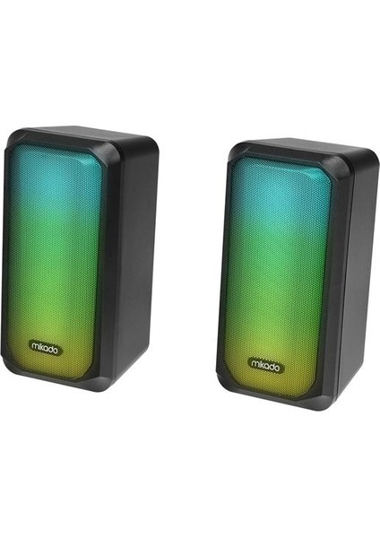 MD-356 2.0 5WX2CH Rgb Ledli Siyah USB Multimedia Oyuncu Speaker Hoparlör