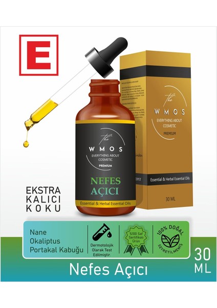 Nefesaç Nane ve Okaliptüs Esansiyel Uçucu Koku Yağı Buhurdanlık Yağı Difüzör 30ML Cam Damlalıklı