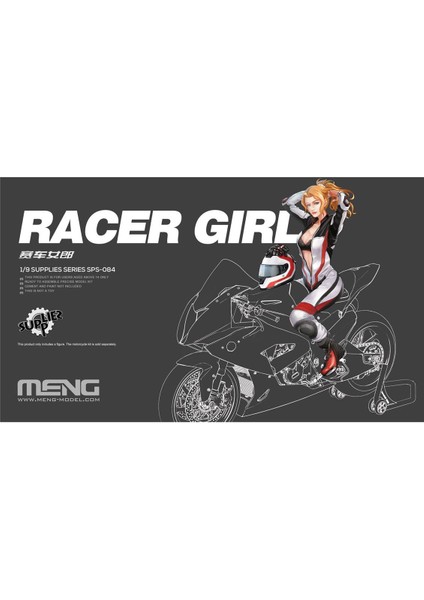 SPS-084 1/9 Ölçek Resın Yarış Motoru Sürücüsü Kız Figürü