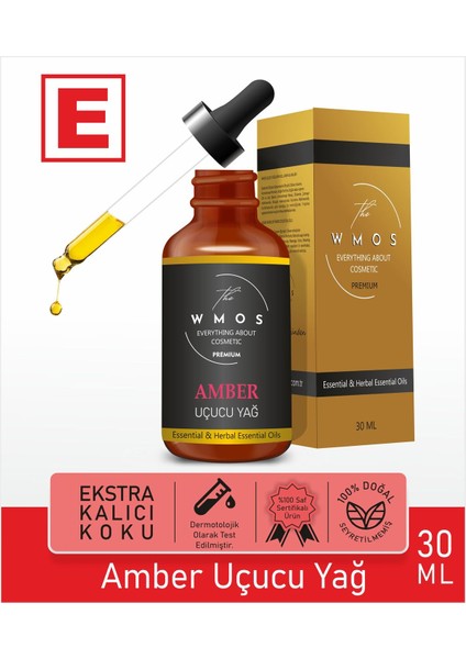 Amber Uçucu Yağ 100 % Saf Esansiyel Uçucu Yağ Aromaterapi Yağı Oda Kokusu Cam Damlalıklı 30 ml