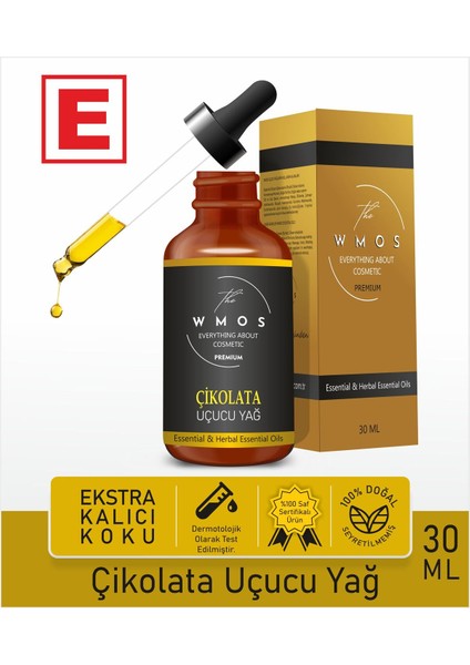 Çikolata Uçucu Yağ 100 % Saf Esansiyel Uçucu Yağ Aromaterapi Yağı Oda Kokusu Cam Damlalıklı 30ML