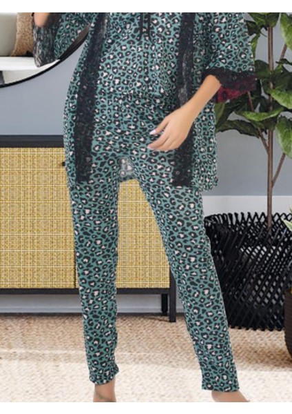 Kadın Pijama Takımı Sabahlık, Dantelli 3'lü Pijama Takımı, Alt Üst Sabahlık Pijama Takımı fırsatları