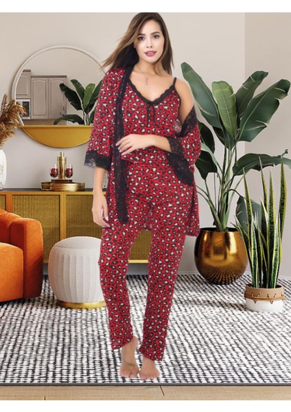 Kadın Pijama Takımı Sabahlık, Dantelli 3'lü Pijama Takımı, Alt Üst Sabahlık Pijama Takımı fiyatları