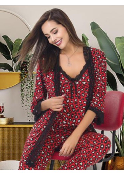 Kadın Pijama Takımı Sabahlık, Dantelli 3'lü Pijama Takımı, Alt Üst Sabahlık Pijama Takımı modelleri