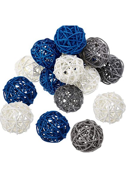 Rattan Süsler Dekoratif Top Dekorasyon Ev Dekor Odası Mutfak Düğün Süslemeleri, Koyu Mavi, Gri, Beyaz (Yurt Dışından) fiyatları