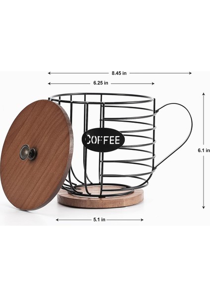 Rustik Kahve Kapsülü Tutucu - Ahşap Kapaklı K Bardak Saklama - Baklalar Için Mutfak Tezgahı Için Yuvarlak Kahve Sepeti Dekoru (Yurt Dışından) fiyatları