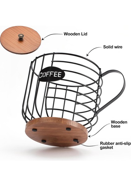 Rustik Kahve Kapsülü Tutucu - Ahşap Kapaklı K Bardak Saklama - Baklalar Için Mutfak Tezgahı Için Yuvarlak Kahve Sepeti Dekoru (Yurt Dışından) modelleri
