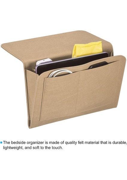 Başucu Organizatör, Yatak Başucu Organizatör Asılı 5 Cep Yumuşak Keçe Yatak Cepleri Başucu Depolama Organizatör Bej (Yurt Dışından) indirimleri