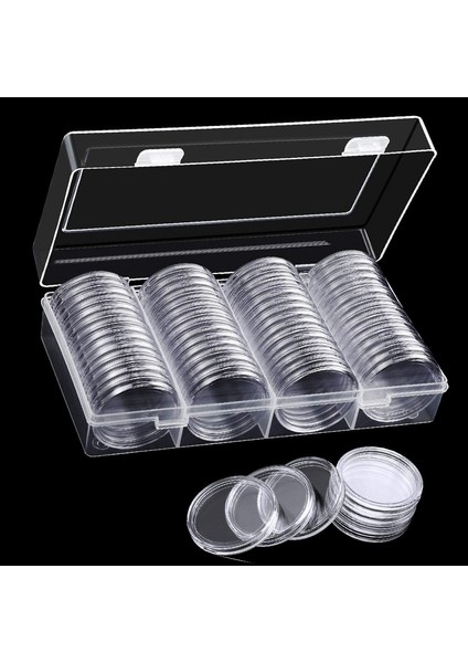 40 mm Para Kapsülleri Para Kutusu Para Tutucu Saklama Kabı ile Depolama Organizatör Kutusu Para Koleksiyonu Malzemeleri Için (60 Adet) (Yurt Dışından)
