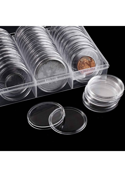40 mm Para Kapsülleri Para Kutusu Para Tutucu Saklama Kabı ile Depolama Organizatör Kutusu Para Koleksiyonu Malzemeleri Için (60 Adet) (Yurt Dışından)