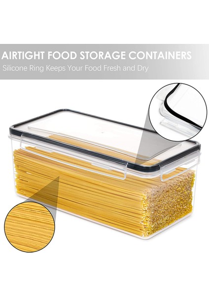 Kapaklı Hava Geçirmez Gıda Saklama Kapları 4pcs Set 3.2l, Makarna ve Uzun Erişte Için Plastik Spagetti Kabı, Depolama (Yurt Dışından) fiyatları
