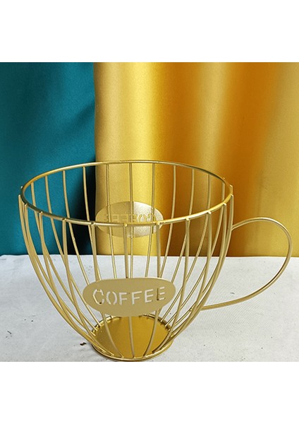 Kahve Meyve Kapsül Depolama Sepeti Kahve Fincanı Şekilli Pod Tutucu ve Organizatör Ev Cafe Otel Altın (Yurt Dışından)