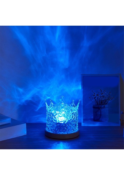 USB Uzaktan Kumanda Masa Lambası Taç Su Dalgası Gece Lambası Alev Atmosfer Lambası Odası Başucu Bar Dekor Aydınlatma Lambası (Yurt Dışından)