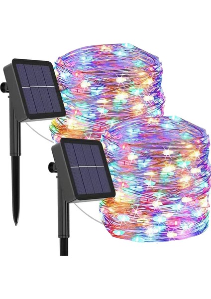 LED Güneş Peri Işıkları Açık Güneş Peri Işıkları, 12M 120LED Bakır Tel Peri Işıkları, Su Geçirmez 2 Paket Renkli (Yurt Dışından)
