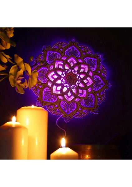 USB Bağlantı Noktaları ile LED Gece Lambası Modern Duvar Dekoru Zarif Ahşap Mandala Asılı Mdf Panelleri Lamba Dekorasyon (Yurt Dışından)