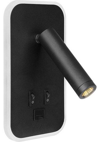 Duvar Işığı Arka Işık USB Şarj 330 Derece Dönme Ayarlanabilir Duvar Lambası Başucu Çalışması Okuma Aplik Lambası Siyah (Yurt Dışından)