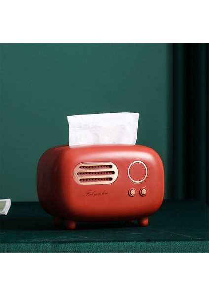 Mutfak, Banyo Vanity Tezgahları, Komodinler, Masalar ve Masalar Için Retro Radyo Şekli Doku Kapak Kutusu, Kırmızı (Yurt Dışından)