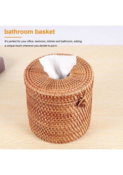 Rattan Doku Kutusu Tuvalet Kağıdı Kapağı Hasır Dekoratif Tutucular, Depolama Için Kapaklı Tek Rulo ve Banyoda Dokular (Yurt Dışından) indirimleri