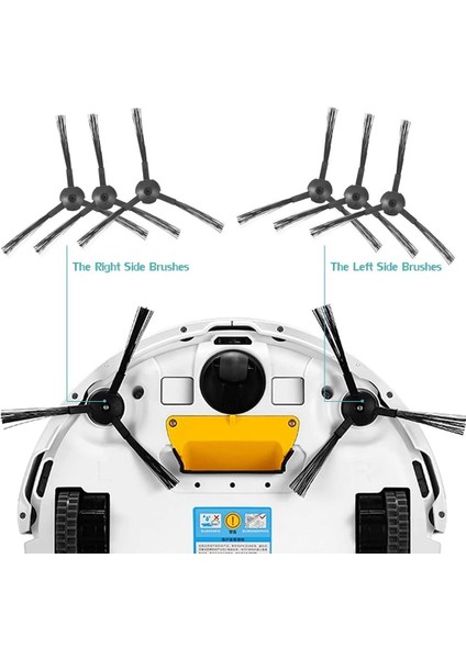V3 V3S V5 V5S V5S Pro Robot Süpürge Için Yedek, 1x Birincil Filtre + 3x Filtreler + 6x Yan Fırçalar (Yurt Dışından)