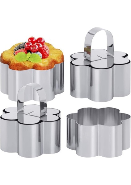 Pişirme Için Mousse Ring Seti, Paslanmaz Çelik 3,15 Inç Çiçek Şekilli Kek Halkaları, Itici, Pasta Pişirme Kalıbı (Yurt Dışından)