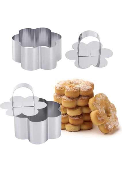Pişirme Için Mousse Ring Seti, Paslanmaz Çelik 3,15 Inç Çiçek Şekilli Kek Halkaları, Itici, Pasta Pişirme Kalıbı (Yurt Dışından) modelleri