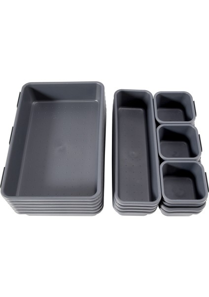 18 Paket Birbirine Çekmece Organizatör Tepsisi, Mutfak Banyo Ofis Yatak Odası Için Çoklu Masa Çekmece Tepsi Organizatörü (Yurt Dışından)