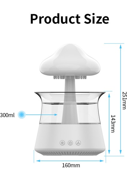 Yağmur Bulut Nemlendirici USB Gece Lambası Oda Ofis Için Aroma Difüzör Su Damlası Ses Uzaktan Kumanda ile Nemlendirici-A (Yurt Dışından)