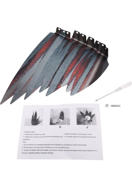 13.7 Inç Rustik Heykel, Dıy El Boyalı Metal Agave Bitkiler, Açık Bahçe Çim Süsleri-Gümüş (Yurt Dışından)
