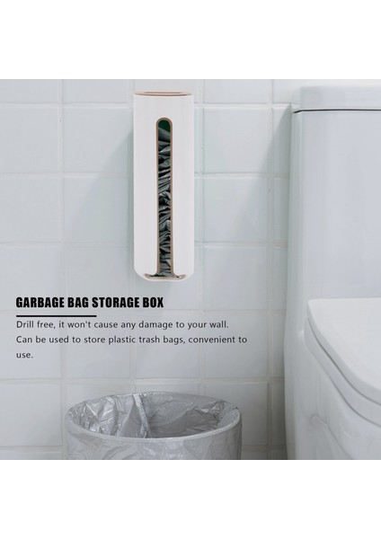 Duvara Monte Plastik Torba Saklama Kutusu Çöp Çöp Torbaları Saklama Kabı Çok Mutfak Banyo Organizasyon Çantası Beyaz (Yurt Dışından)