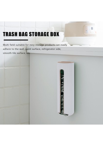 Duvara Monte Plastik Torba Saklama Kutusu Çöp Çöp Torbaları Saklama Kabı Çok Mutfak Banyo Organizasyon Çantası Beyaz (Yurt Dışından)