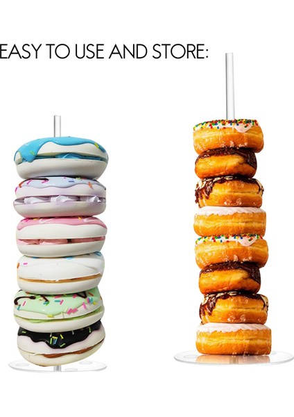 2 Parça Akrilik Donut Standları Şeffaf Simit 5.9 Inç Yuvarlak Standı Tutucu Tatlı Standı Masa Noel Düğün Doğum Günü Partisi Için (Yurt Dışından)