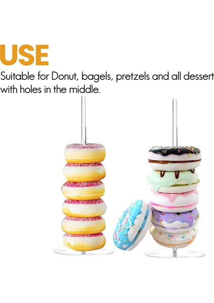 2 Parça Akrilik Donut Standları Şeffaf Simit 5.9 Inç Yuvarlak Standı Tutucu Tatlı Standı Masa Noel Düğün Doğum Günü Partisi Için (Yurt Dışından)
