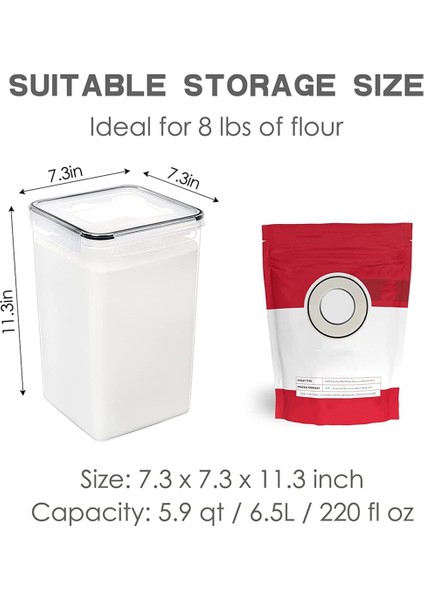Un, Şeker, Pişirme Tedarik ve Kuru Gıda Depolama Için 2pcs Kapaklı Hava Geçirmez 6.5l Gıda Saklama Kapları (Yurt Dışından)