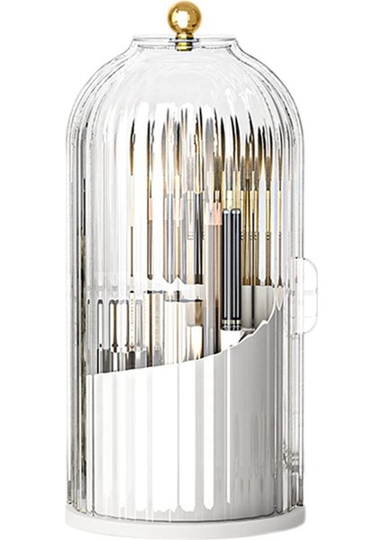 360° Dönen Makyaj Fırça Tutucu Kapaklı Lüks Kozmetik Organizatör Ruj Kaş Kalemi Tutucu Saklama Kutusu A (Yurt Dışından)