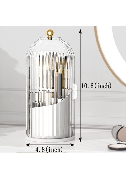 360° Dönen Makyaj Fırça Tutucu Kapaklı Lüks Kozmetik Organizatör Ruj Kaş Kalemi Tutucu Saklama Kutusu A (Yurt Dışından) modelleri