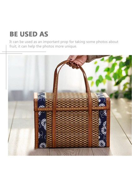 Piknik Dokuma Sepet Hasır Saklama Çantası Kolu Katlanmış Meyve Alışveriş Gıda Kolu Rattan Çim Katlanabilir Bambu Sepet B (Yurt Dışından) fiyatları