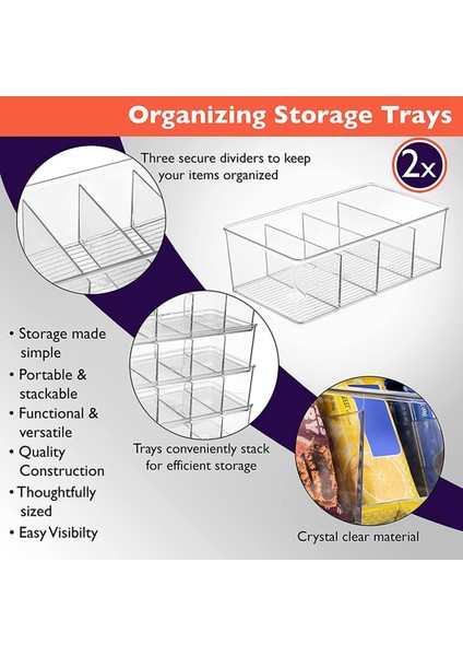 2 Adet Plastik Kiler Organizasyonu ve Bölücülü Saklama Kutuları - Mükemmel Mutfak Organizasyonu Veya Mutfak Depolama (Yurt Dışından) modelleri