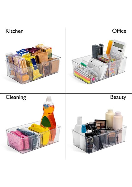 2 Adet Plastik Kiler Organizasyonu ve Bölücülü Saklama Kutuları - Mükemmel Mutfak Organizasyonu Veya Mutfak Depolama (Yurt Dışından) fırsatları