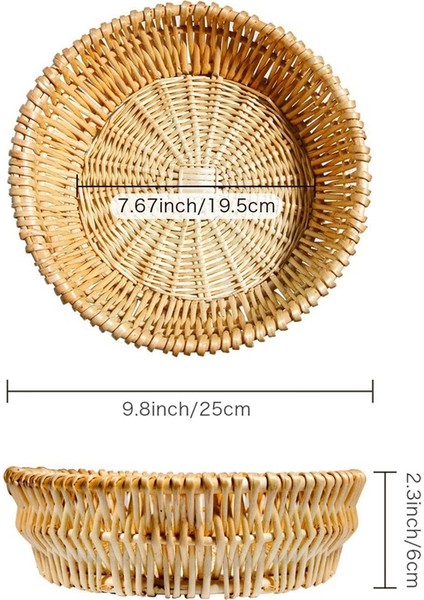 El Dokuma Sepet, Hasır Sepet, Ekmek, Meyve, Sebze Saklama Için Yemek Servis Sepeti, Hediye Sepeti 25 x 8cm (Yurt Dışından)