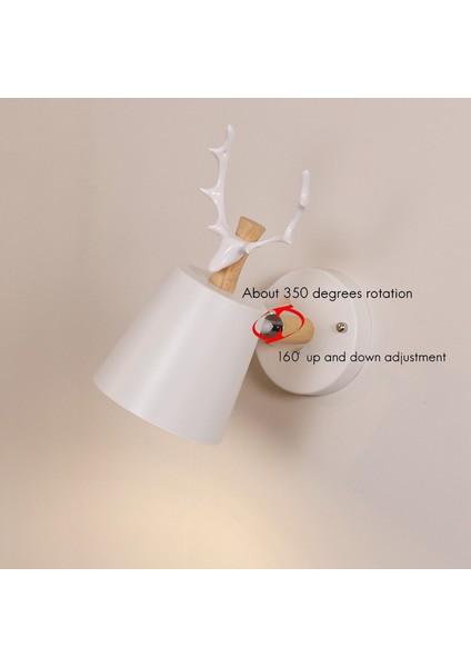 LED Duvar Lambaları Modern Karikatür Geyik Demir Vintage Aplik Yatak Odası Başucu Koridor Merdiven Dekor Işıkları Armatür E27-BEYAZ (Yurt Dışından)
