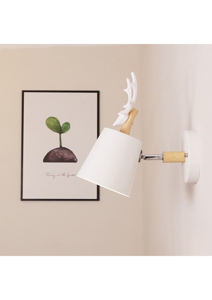 LED Duvar Lambaları Modern Karikatür Geyik Demir Vintage Aplik Yatak Odası Başucu Koridor Merdiven Dekor Işıkları Armatür E27-BEYAZ (Yurt Dışından)